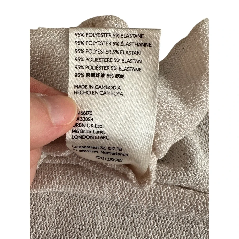 Free People Oversized Knit Balloon Sleeve‎ Blue Bell Henley XS Beige Long Sleeve